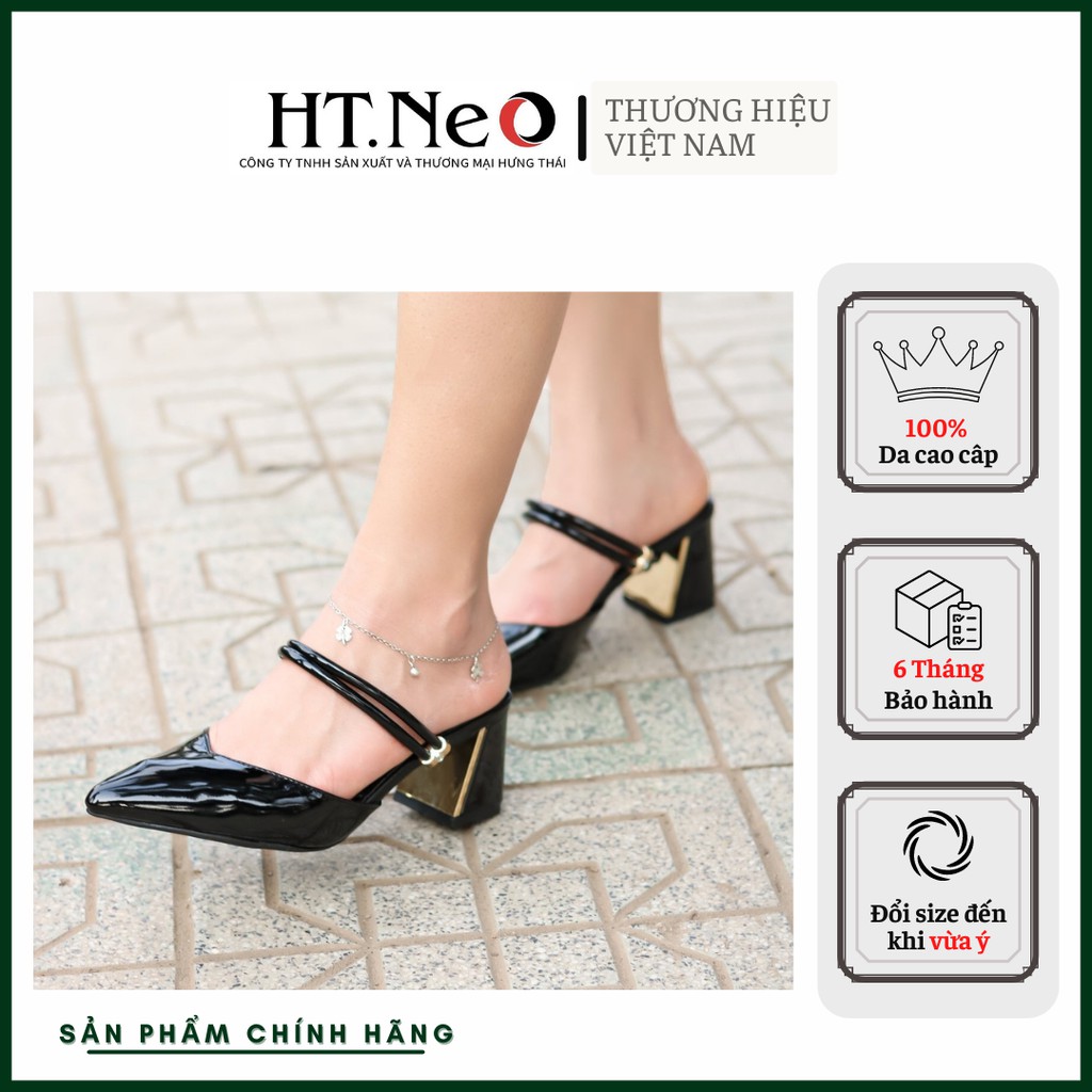 Giày cao gót - giày công sở nữ HT.NEO da bò thật 100% loại bóng vệ sinh cực dễ hàng hot trend 2021 SDN70