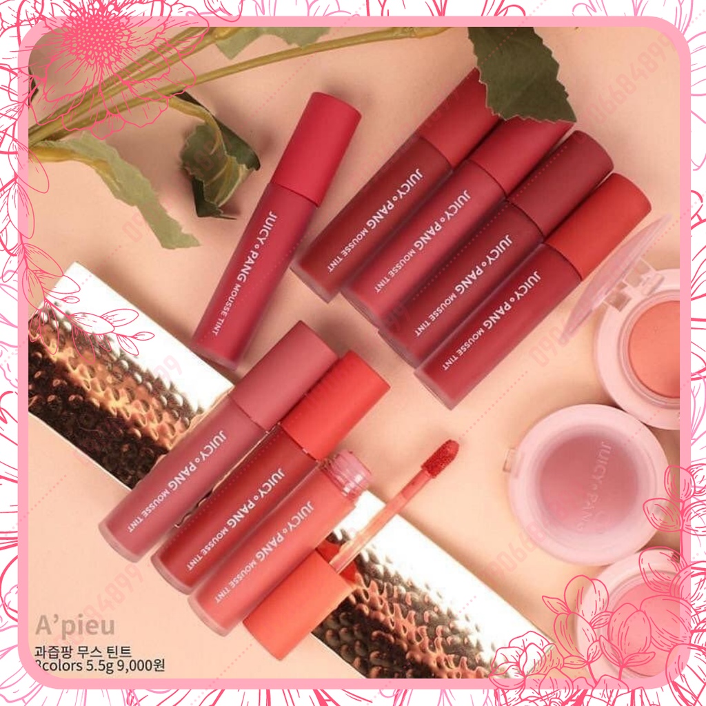 Son kem siêu mịn 💎 A'PIEU JUICY PANG MOUSSE TINT - LÔ SX 07/2020 💎 5.5g - PK02