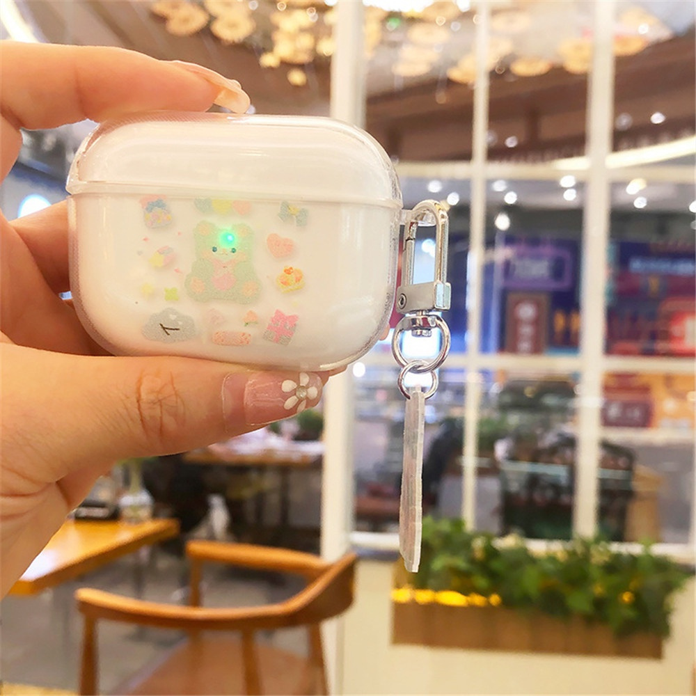 Vỏ mềm đựng bảo vệ cho hộp sạc tai nghe Airpods 1/2 họa tiết gấu hoạt hình đáng yêu