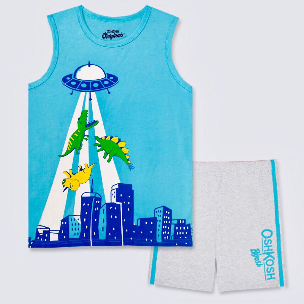 Bộ thun sát nách bé trai in khủng long size đại