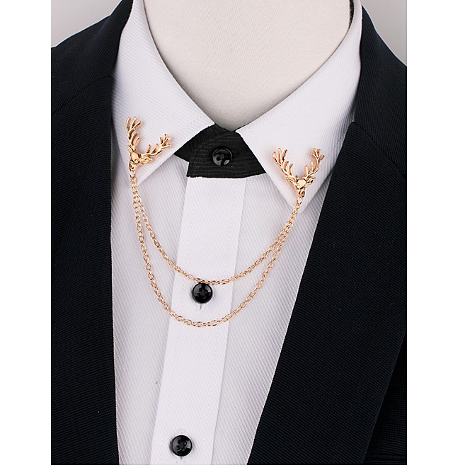 Ghim cài áo Vest, Cài cổ áo Sơ mi nam Lapel Pin thời trang hình đầu 2 con tuần lộc GH-215