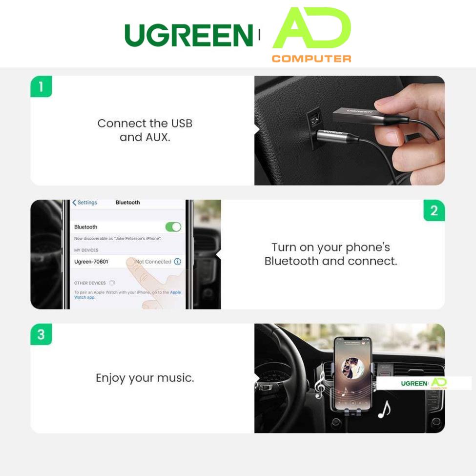 Bộ thu Bluetooth 5.0 tích hợp mic đàm thoại UGREEN CM309 70601