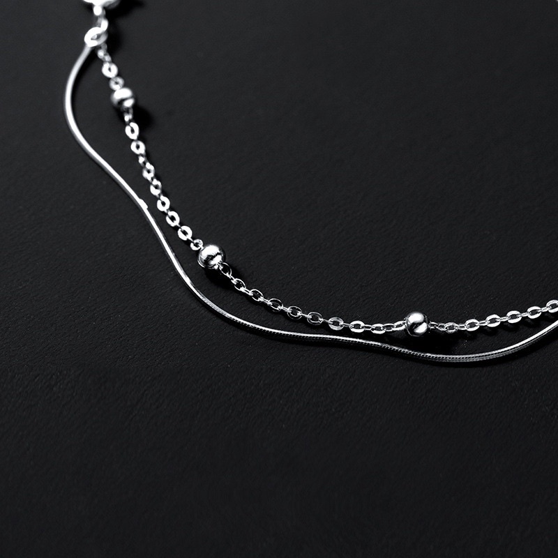 Lắc tay bạc nữ tinh tế DUYSON SILVER vòng tay bạc Ý 925 mạ vàng trắng dây kép đơn giản Basic cá tính [LTXK7]