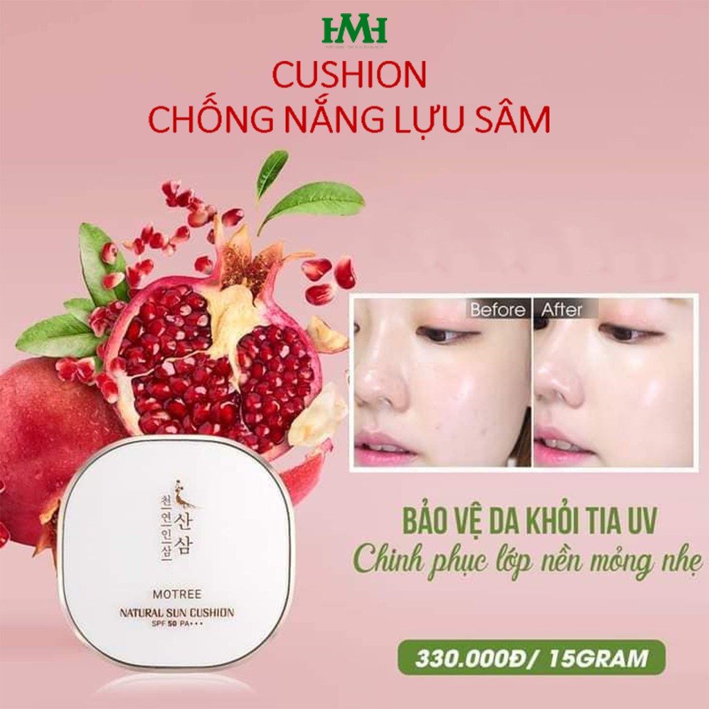 CUSHION trang điểm chống nắng- Kem chống nắng LỰU SÂM - NATURAL SUN CUSHION SPF 50+ PA+++