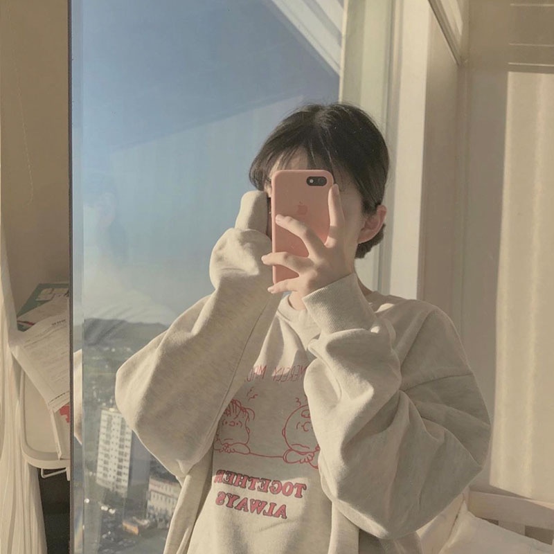 NRVP Áo Hoodie Dáng Rộng Thời Trang Hàn Quốc Đơn Giản Cá Tính Cho Nữ