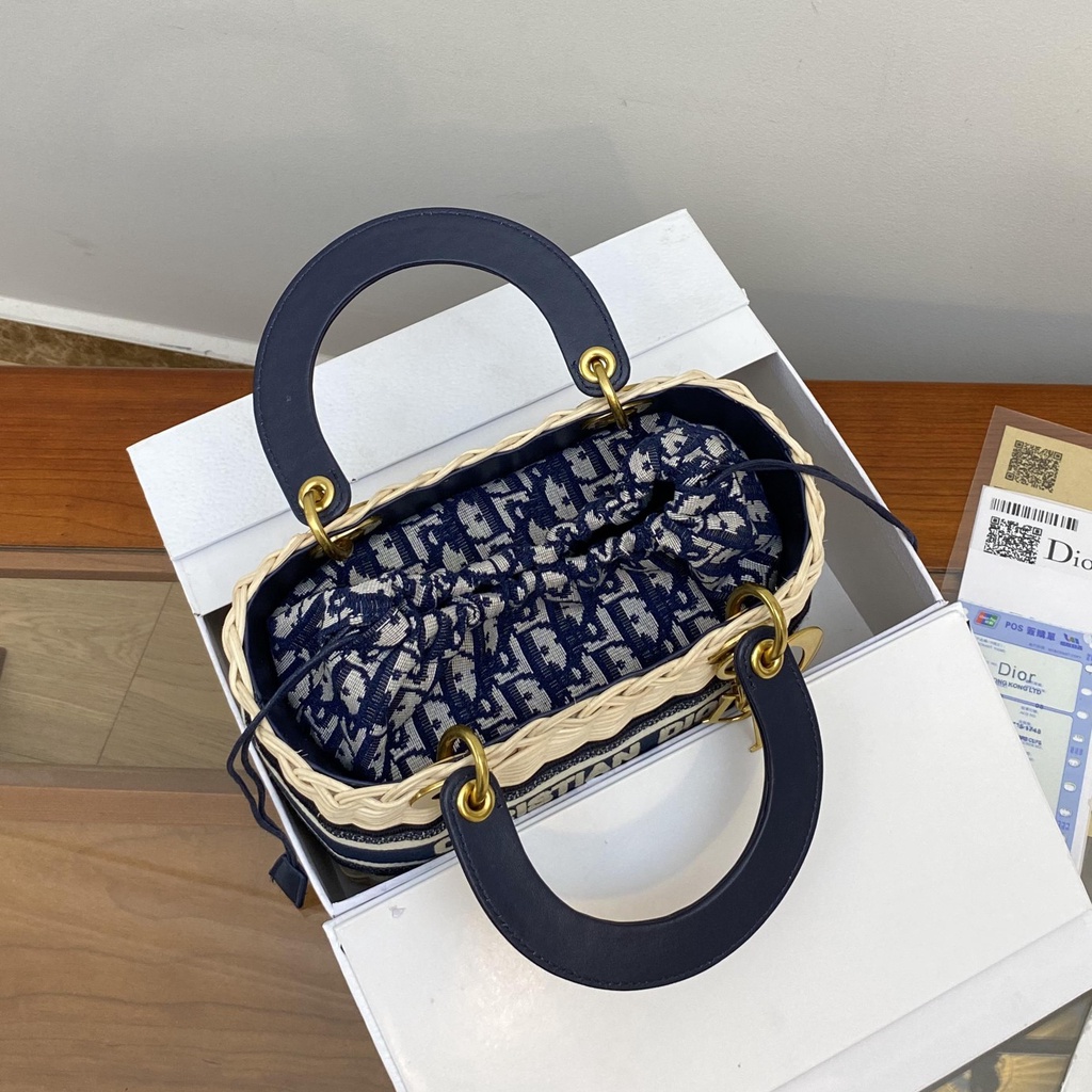 Túi xách nữ da thật thời trang cao cấp Christian Dior CD thiết kế đan tinh xảo, phong cách vintage