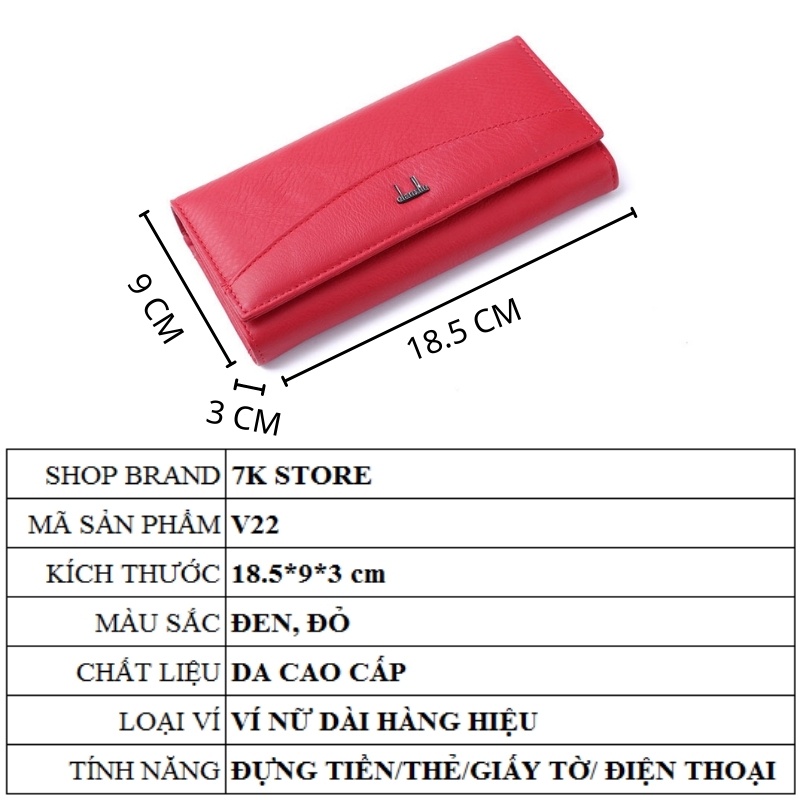 Ví nữ dài hàng hiệu cao cấp đẹp thời trang phong cách nhiều ngăn da xịn 7K STORE V22