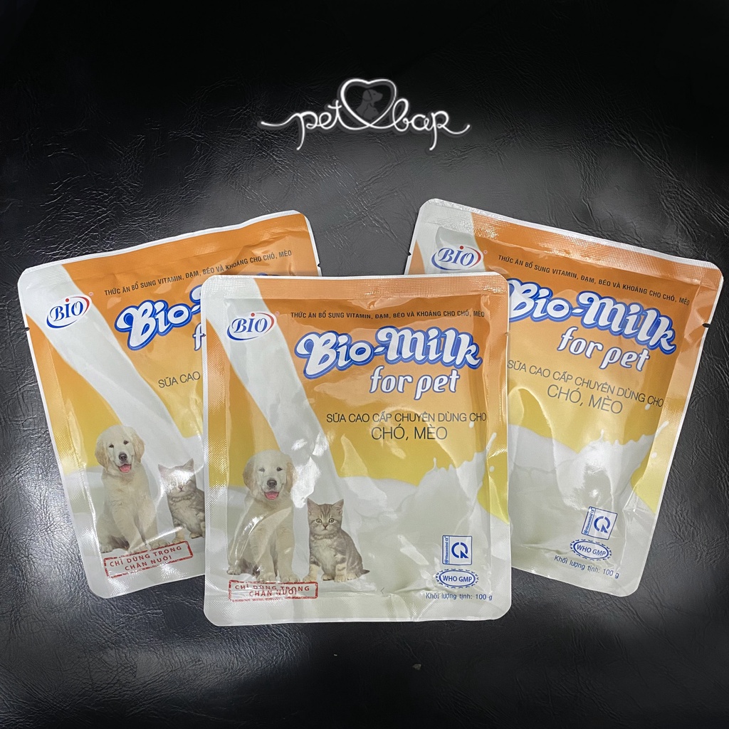 Sữa bột cho chó mèo BIO-MILK For Pet bổ sung vitamin, đạm, khoáng và các chất dinh dưỡng cần thiết gói 100gr