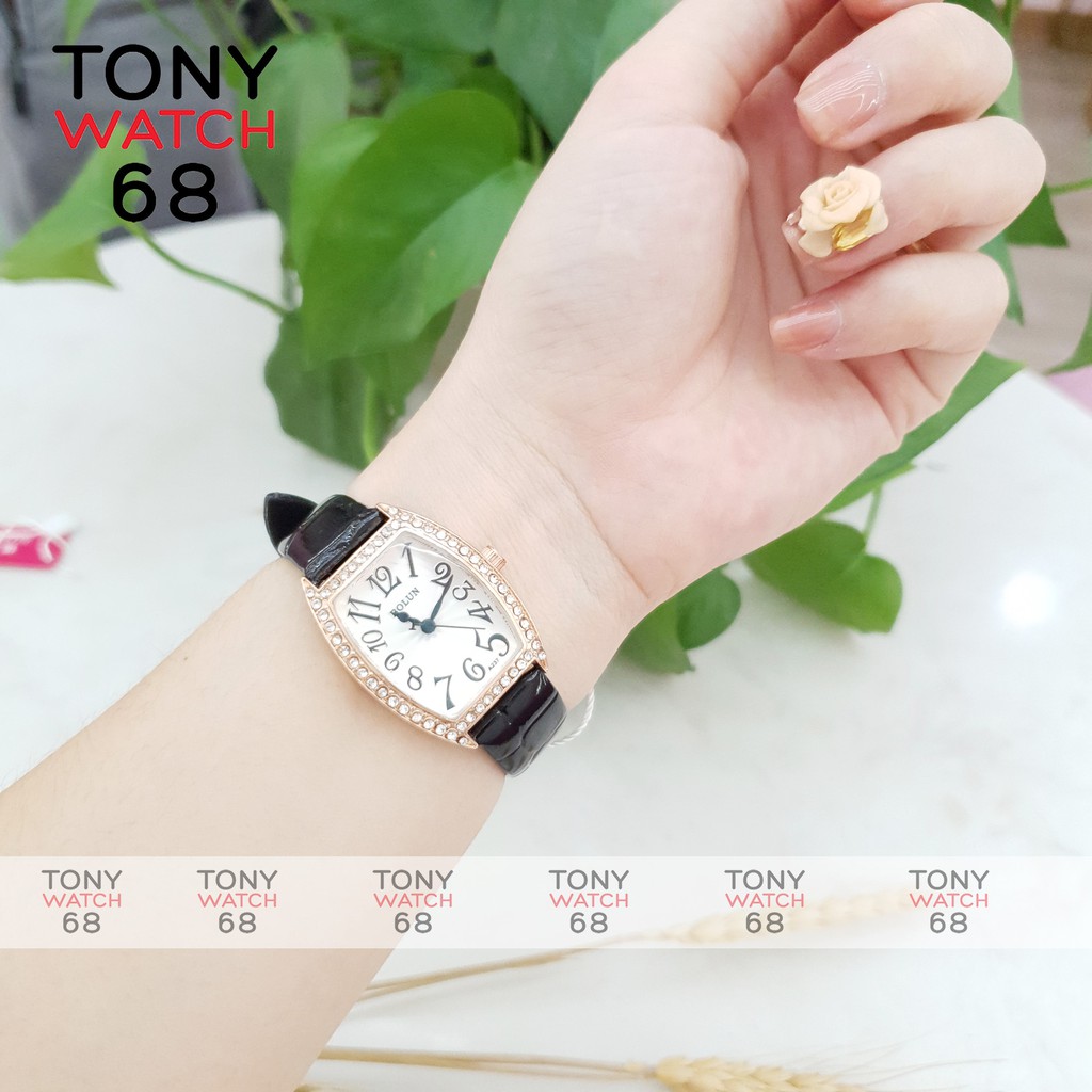 Đồng hồ nữ dây da đeo tay bầu dục đá viền vàng chính hãng Bolun thời trang đẹp giá rẻ | BigBuy360 - bigbuy360.vn