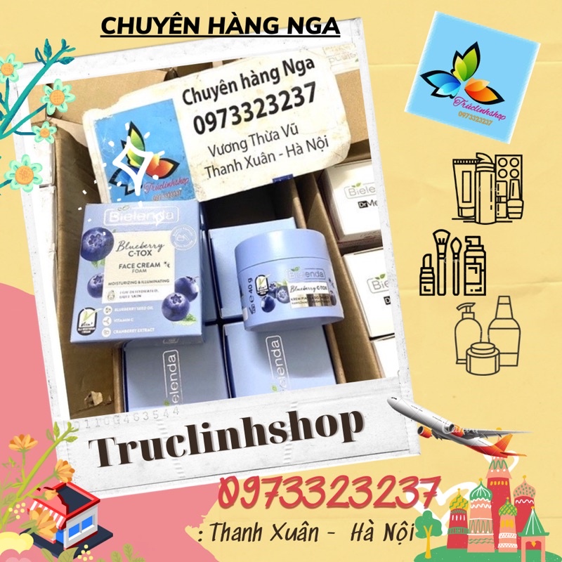 bBLUEBERRY C-TOX Cream -  bielenda việt quất  bọt dưỡng ẩm và làm sáng da 40gr