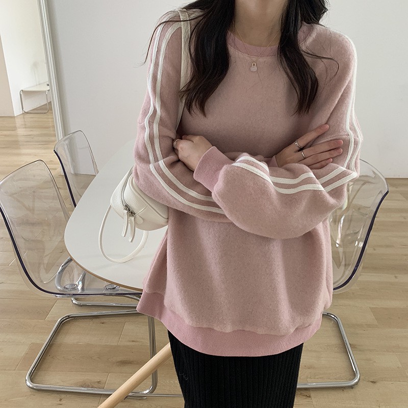 Áo Nỉ Bông Sweater nữ Màu trơn Cao cấp Form rộng Ulzzang Hàn Quốc Áo nỉ Sweater Dài tay Thu Đông Cao cấp