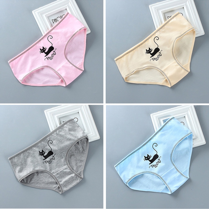 Bộ Đồ Lót 2 Mảnh Áo Lót Hai Dây In Họa Tiết Mèo Dễ Thương Có Thể Tháo Rời Phong Cách Hipster Thời Trang Cho Tuổi Teen