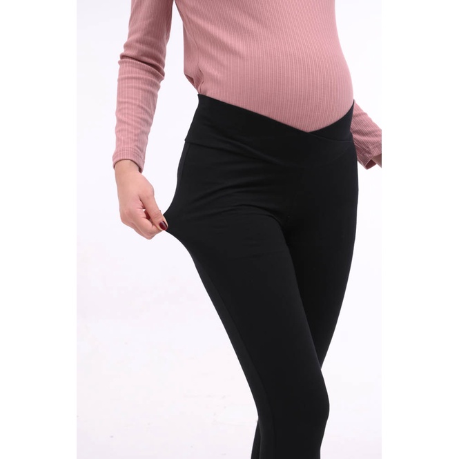 [Mã BMINC50 giảm 10% đơn 99K] Quần legging dài qua gối cạp chéo, chất cotton co giãn - Thời trang đầm bầu cao cấp HONEY