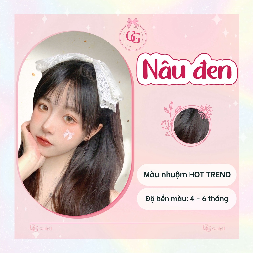 Một bộ thuốc nhuộm tóc màu Nâu đen  màu bền 6 tháng, có hướng dẫn sử dụng