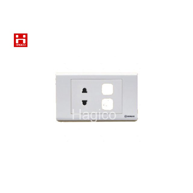 Ổ cắm đơn hai chấu 2 công tắc Sino S18 S18UXX