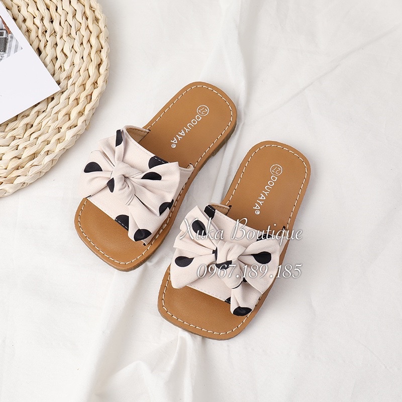 Dép Bé Gái Hàn Quốc Cao Cấp Size Đại, Dép Xỏ Ngón Chấm Bi Trẻ Em Đế Mềm Chống Trượt, Dép Đi Chơi Đi Học Cho Bé