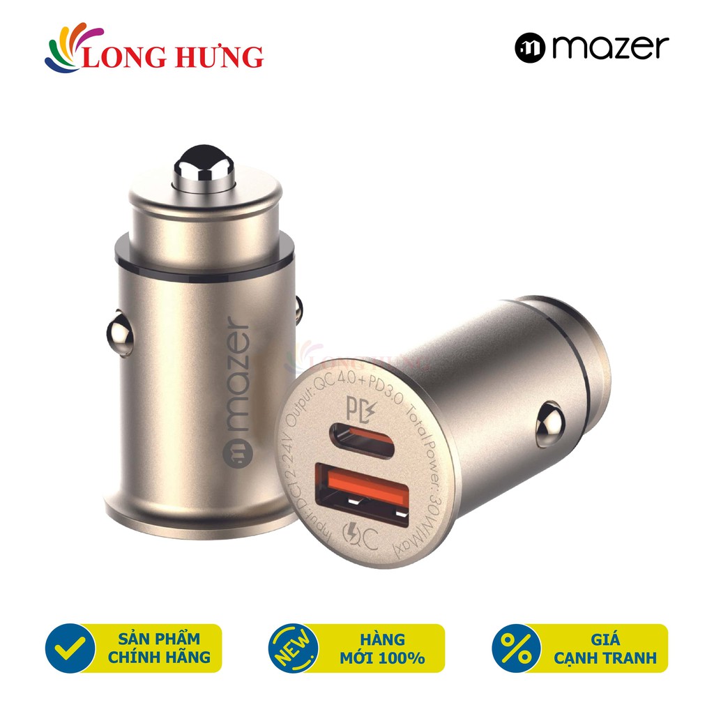 Cốc sạc xe hơi Mazer Infinite.DRIVE SuperMini Duo 1USB 1Type-C PD30W M-EGDRIVEPD260C - Hàng chính hãng