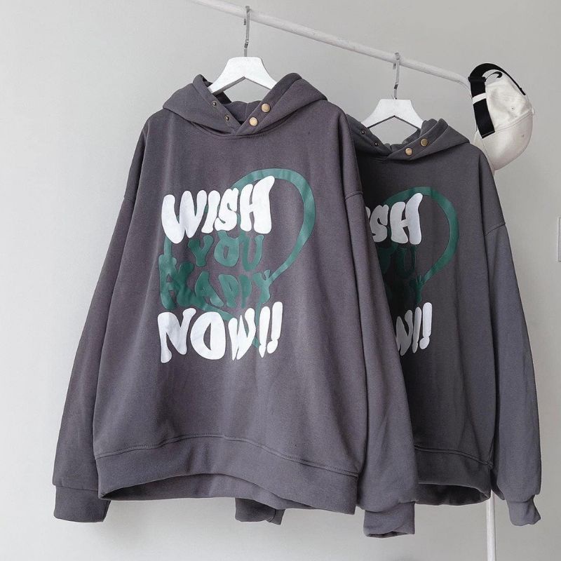 Áo Hoodie Nam Nữ Wish Số 9, Áo Mũ 2 Lớp Dày Dặn Form Tay Bồng