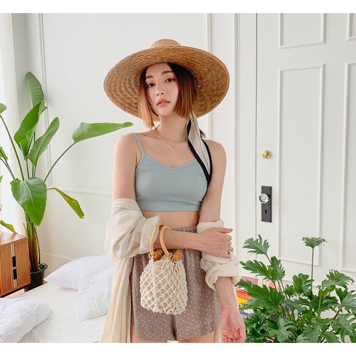 Túi xách đan cói thủ công có dây rút phong cách đi biển sành điệu cho nữ