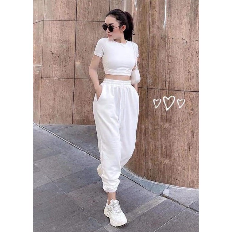 Set Bộ Áo Croptop + Quần Dài Năng Động (Kèm Video Hình Thật)