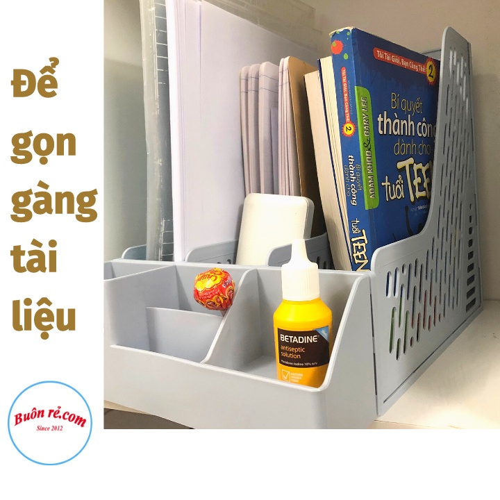 Khay Đựng Tài Liệu Để Bàn 3 Ngăn, Giá Đựng Tài Liệu Để Bàn Khổ A4, Kèm Khay Cắm Bút, Đựng Giấy Note, Ghim, Vật Dụng Nhỏ
