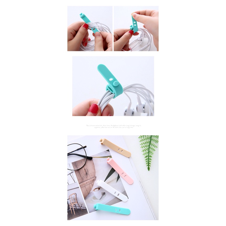 SET 4 DÂY SILICON Buộc Giữ Tai Nghe/Cáp Sạc - Dây Quấn Đai Cố Định Dây Điện Nhiều Màu Tiện Lợi
