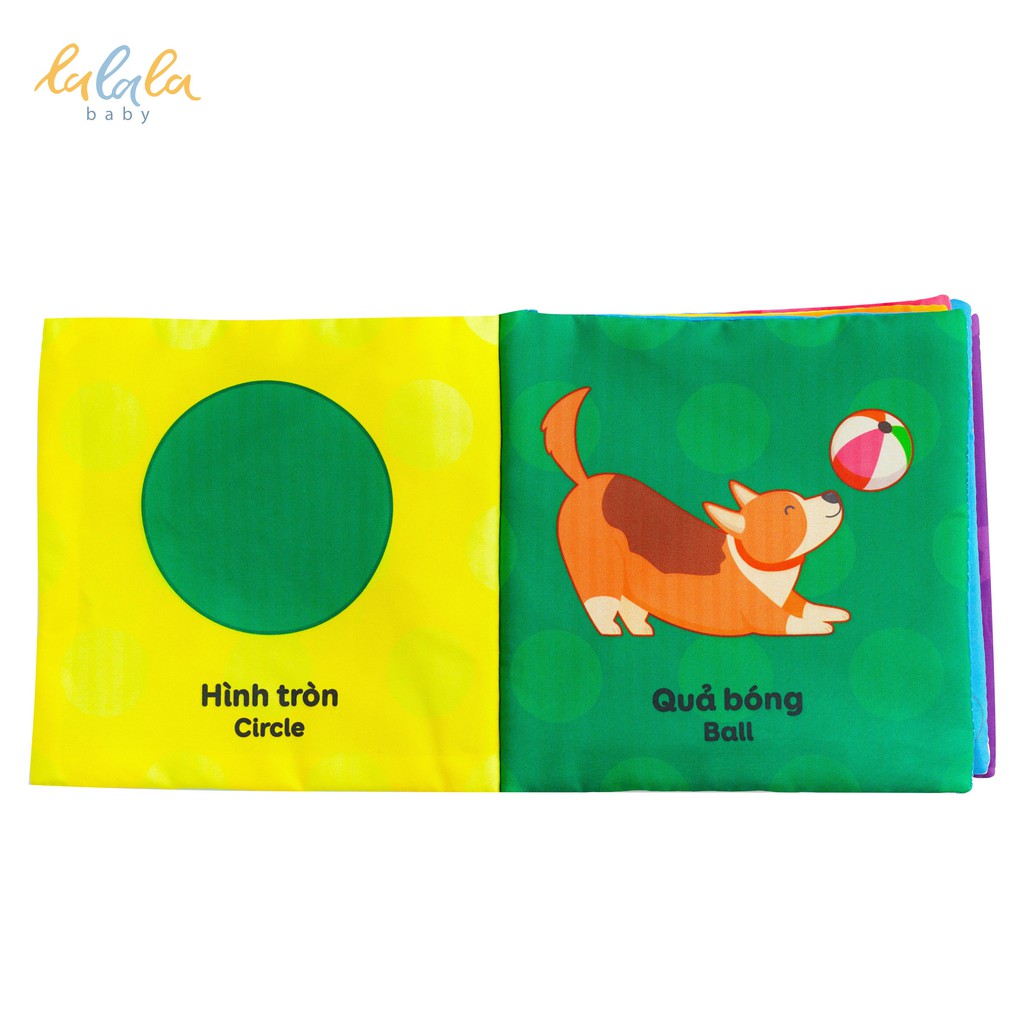 Combo 2 cuốn sách vải Lalala Baby kích thích đa giác quan, kích thước 15x15cm 12 trang (Màu sắc, Hình khối) cho bé 0 - 4