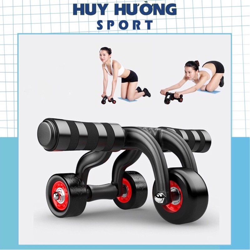 Con lăn tập bụng 4 bánh - Con lăn tập cơ bụng 4 bánh đa năng siêu bền - tặng thảm gối