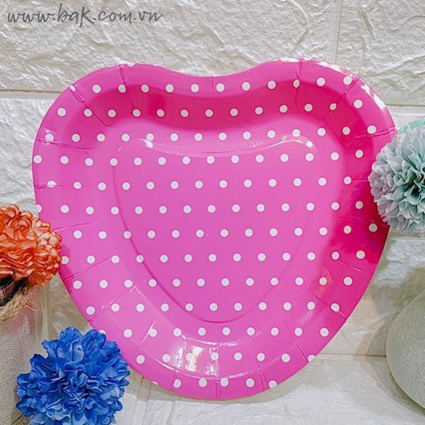 Set mười đĩa giấy dùng một lần hình trái tim