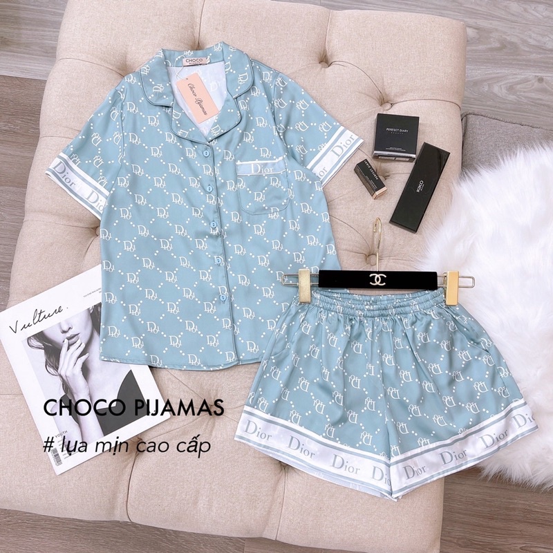 [Hot Hot] Bộ lụa sam - choco bộ lụa đùi cao cấp lụa mịn bộ mặc nhà đẹp bộ pizama đùi