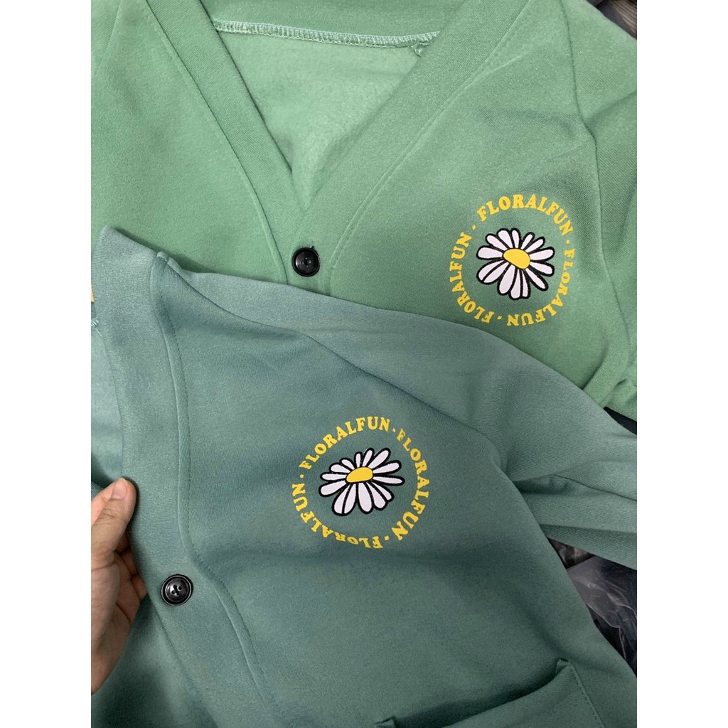 Ảnh Thật Áo Khoác Nữ Cardigan Hình Bông Cúc Floral Fun Thun Nỉ Ngoại Free Size 70kg AK76 TD Fashion | BigBuy360 - bigbuy360.vn