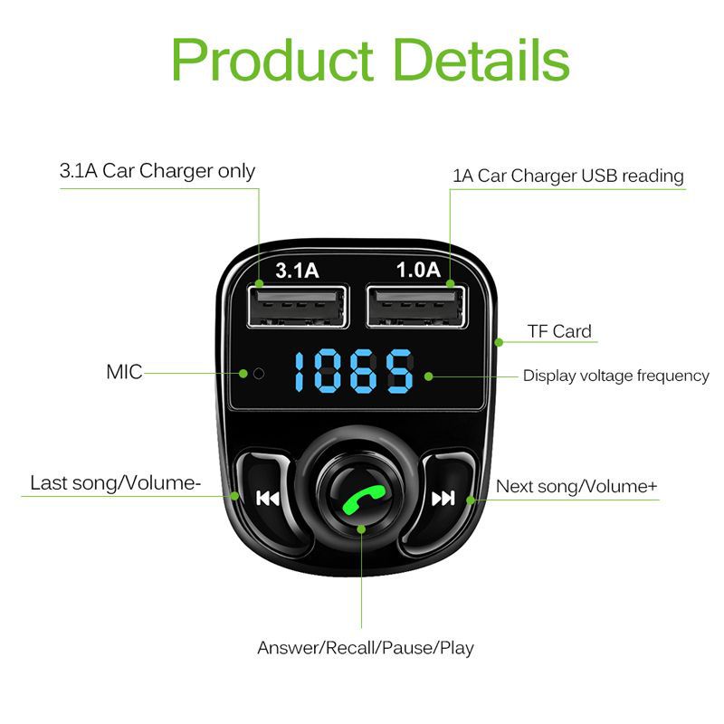 Bộ Sạc Xe Hơi X8 Bluetooth Mp3 Radio