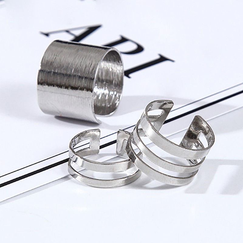 Set 3 Nhẫn Đeo Đốt Ngón Tay Hợp Kim Nhiều Kiểu Dáng