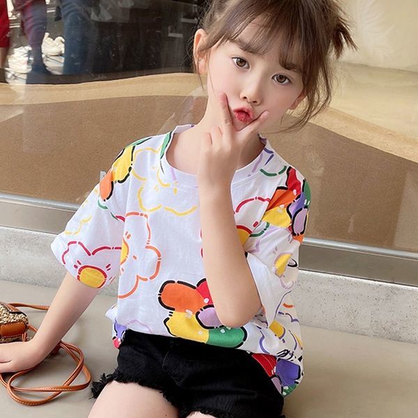 Áo Thun Mùa Hè Tay Ngắn Phong Cách Mới Phiên Bản Phương Tây 2022 Cho Bé Gái