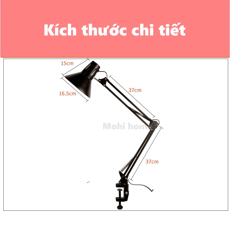 Đèn kẹp cổ điện chóa tam giác sang trọng, đèn pixar decor