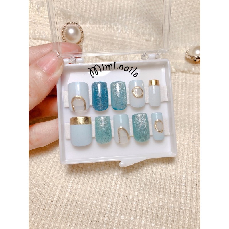 nail box móng úp dán thiết kế (mắt mèo kim cương+ tráng gương)