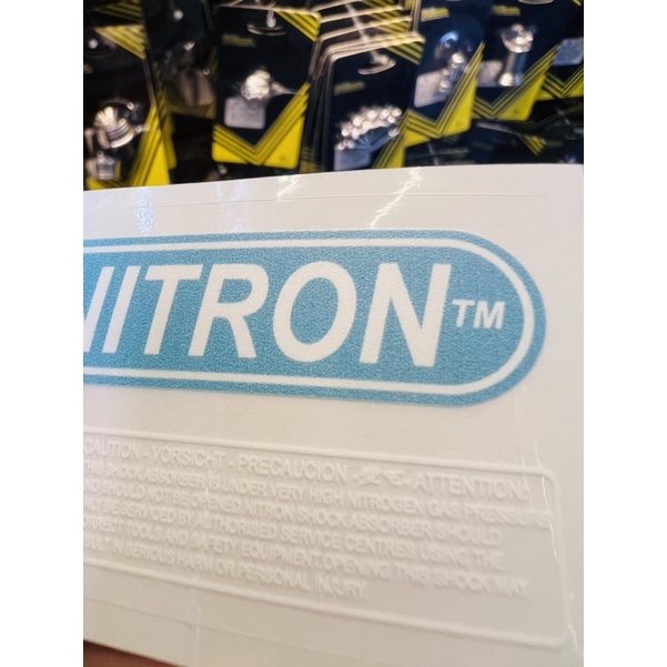 Tem logo sticker Nitron in trên chất liệu in uv cao cấp và sắc nét, thích hợp dán bình dầu phuộc và nhiều vị trí khác