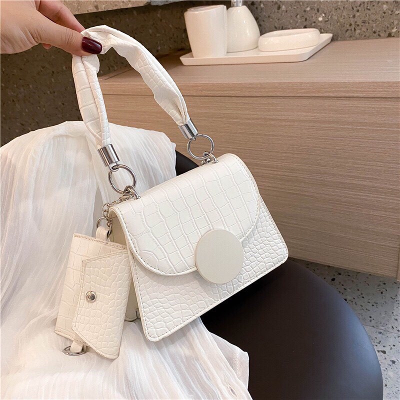 Túi Xách NữTặng Quà Túi Xách da PU cao cấp đeo chéo có vân kèm ví nhỏ xinh MÃ 7771