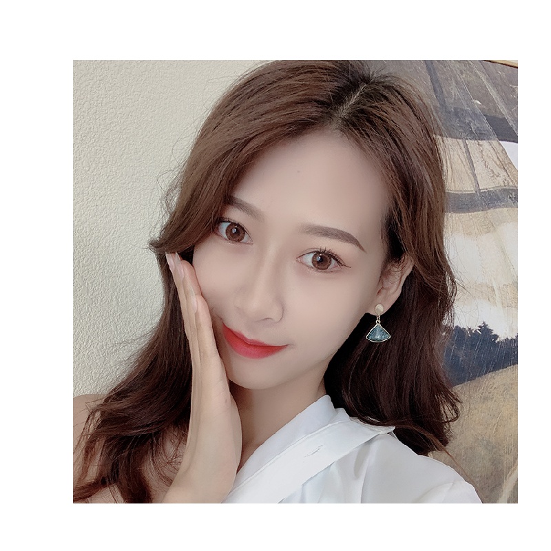 MOCHASHUVintage Xanh Dương Vỏ Sò Bông Tai Opal Cao Cấp Bông Tai Đinh 2023 Nữ Mới Phụ Kiện Thời Trang