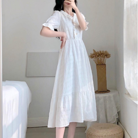 Đầm Trắng Phong Cách Retro Pháp Nữ Tính | BigBuy360 - bigbuy360.vn