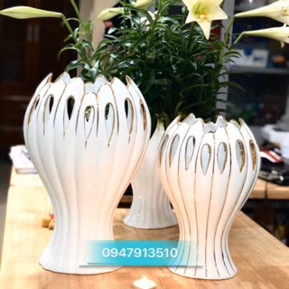 🌺 Lọ hoa bàn tay phật vẽ viền vàng 24k, Xuất sứ: Bát Tràng cao cấp