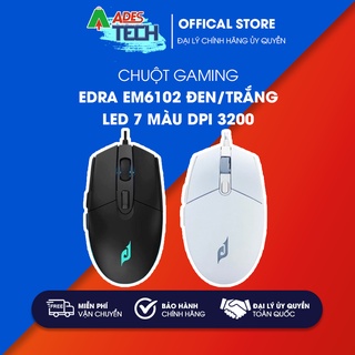 Chuột gaming edra em6102 đen / trắng led 7 màu dpi 3200 - bảo hành 24 tháng