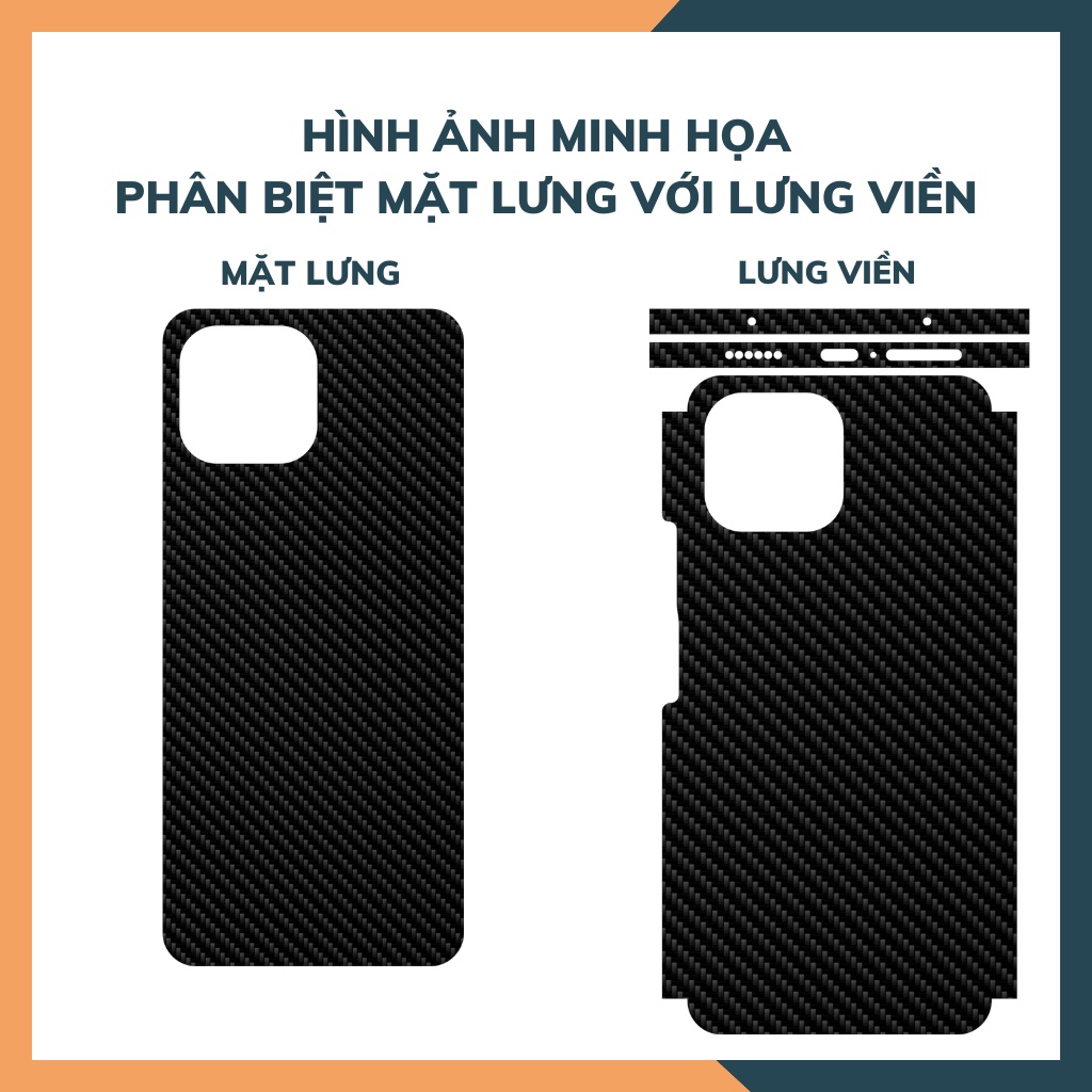 Miếng dán decal carbon mặt sau Xiaomi Mi 11 Lite 5G Ne chống trầy mặt lưng,chống bám vân tay