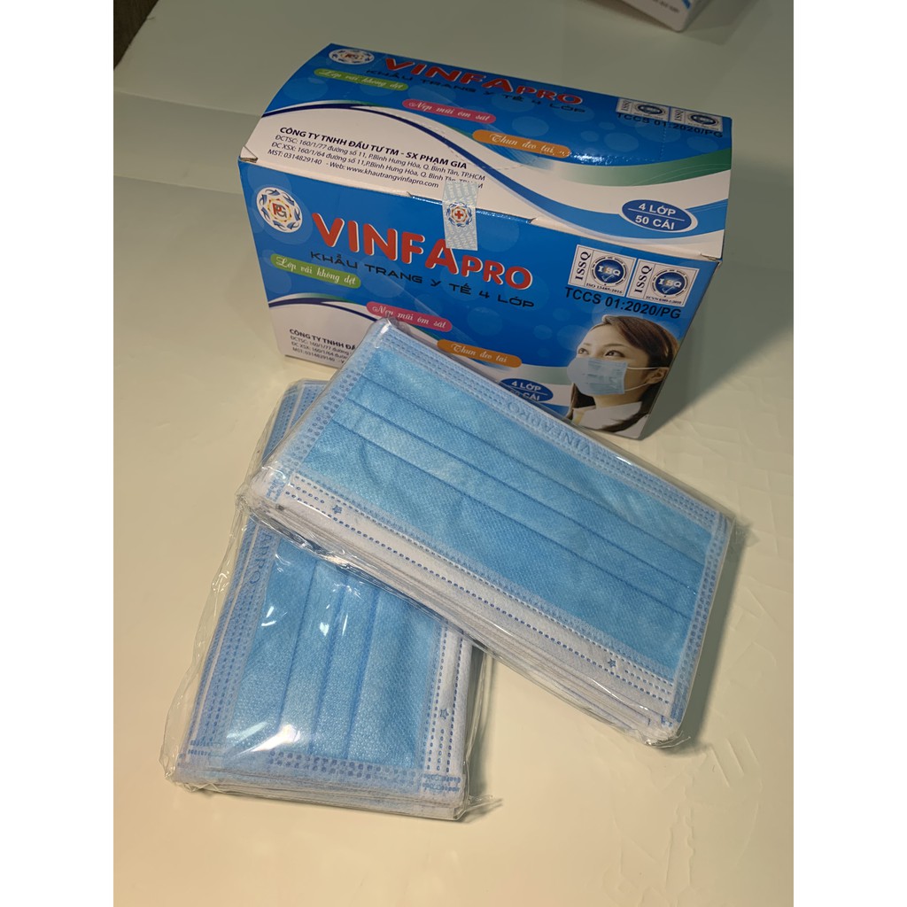 Khẩu trang y tế Mini Pro cao cấp 4 lớp hộp 50 cái kháng khuẩn hiệu quả, chống bụi, bảo vệ sức khỏe