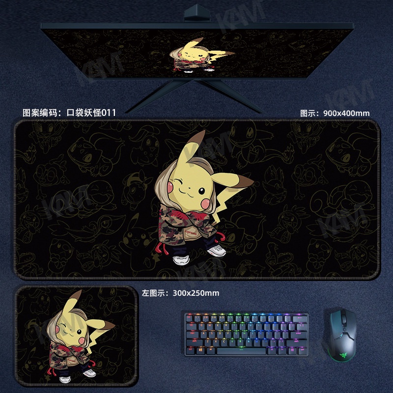 Kam Pokémon Tấm lót chuột chơi game lớn cực dày 800mmx300mm Tấm lót bàn máy tính không thấm nước Tấm lót chuột HD In ấn văn phòng Bàn phím chuột Trang trí phòng PC Máy tính xách tay