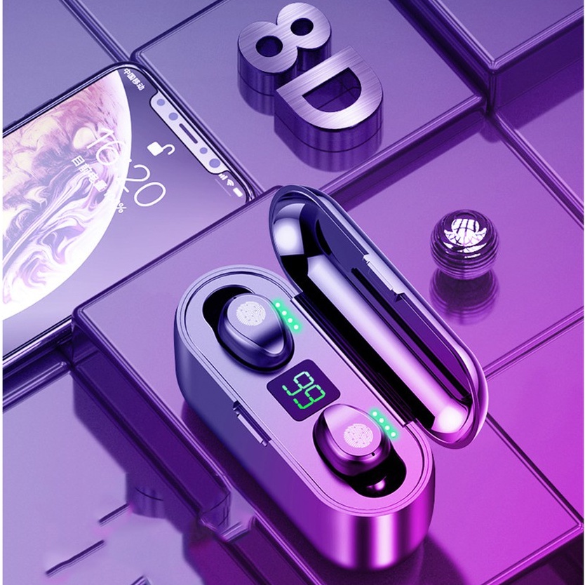 Tai nghe Bluetooth không dây Amoi F9 phiên bản mới nhất cảm biến vân tay kháng nước chống ồn sạc nhanh pin trâu Angola