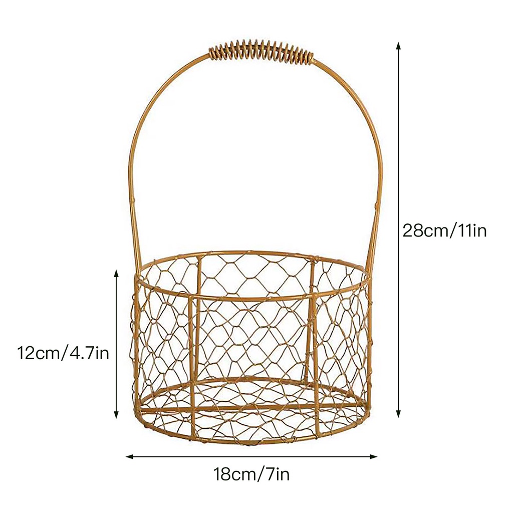 Giỏ Hoa Bằng Sắt Hình Tròn Màu Vàng Kim Thủ Công Trang Trí Tiệc Cưới / Giáng Sinh