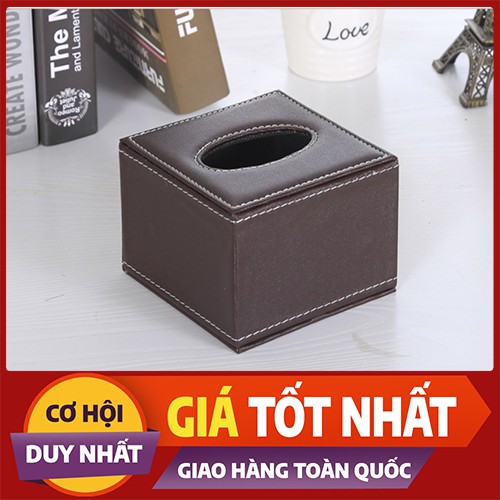 Hộp giấy ăn vuông bọc da cao cấp dùng cho giấy ăn sipiao sử dụng cho phòng ăn, phòng khách, spa,văn phòng