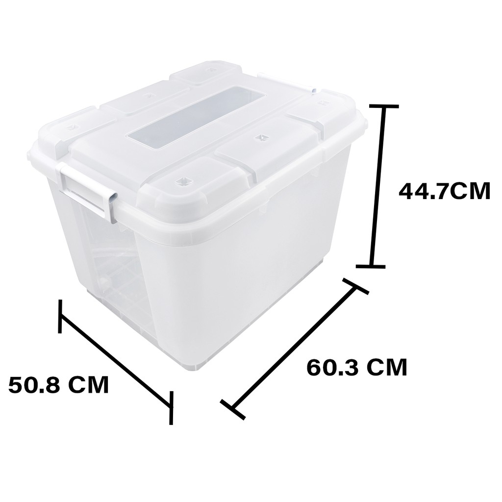 HomeBase STACKO thùng nhựa đựng đồ có nắp Thái Lan W60xD50xH44.7 Cm 90L Trắng trong