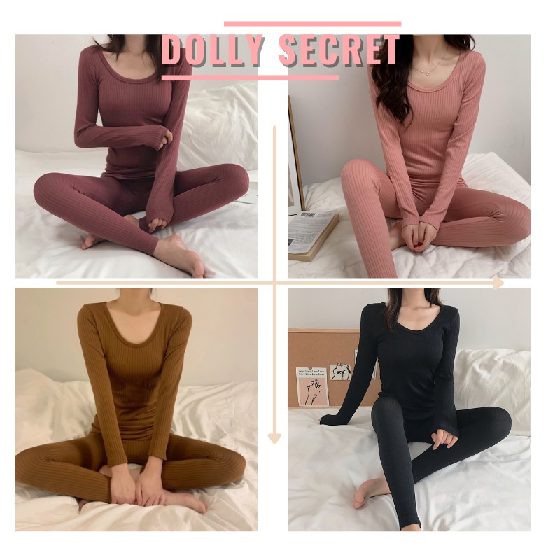 Bộ giữ nhiệt nữ len tăm thu đông mặc nhà cotton nỉ mềm giữ nhiệt co giãn 4 chiều ôm body sexy thoải mái cho nữ B01